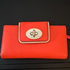 Kate Spade Bright Orange Wallet with Gold Accent